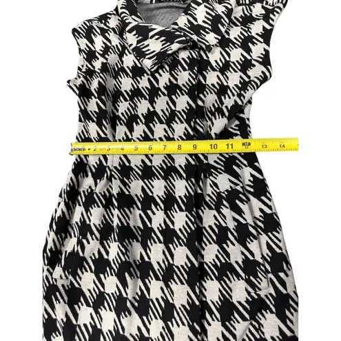 Ellen Tracy Black White Houndstooth Knit Dress Size 4