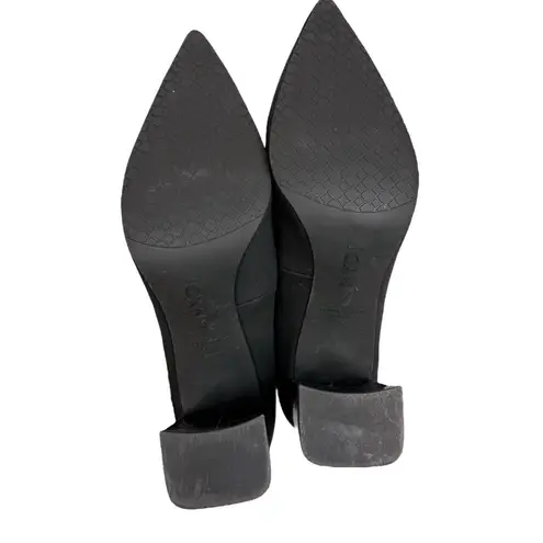 NYDJ Elysia Black Canvas Block Heel Point Toe Pumps Size 9.5