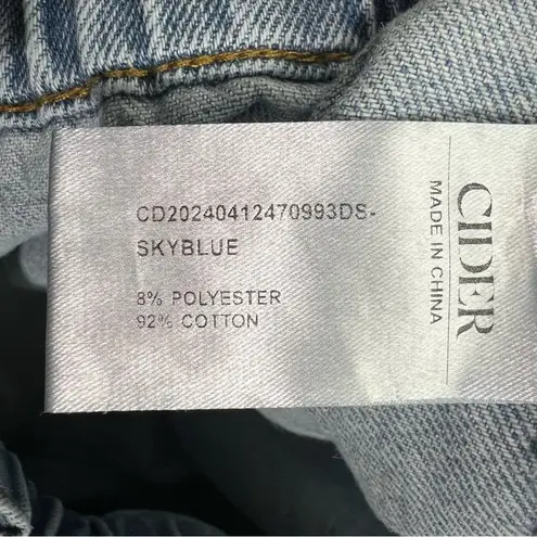 Cider Denim Shorts Sky Blue Pleated High Waist L Wide Leg Vibe