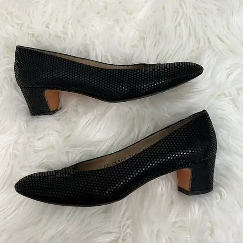 Salvatore Ferragamo Size 5 US 35 EU Black Sequin Block Heels