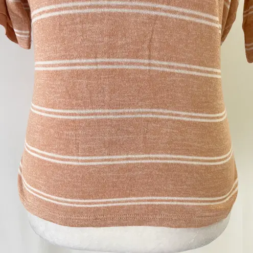 Lumière New Tie Back Ruffle Hem Short Sleeve Top Striped Knit Amber