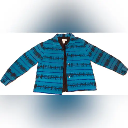 Vintage Coldwater Creek Silk Button Down Teal Hippie Top Jacket Duster M Petite Blue Size undefined