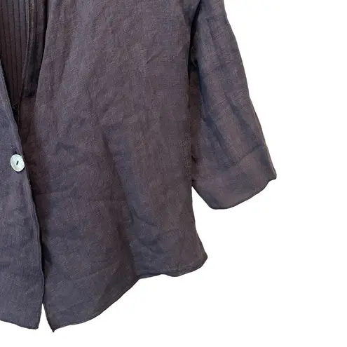 Fenini Purple Linen And Cotton Blend Boho Coastal Grandma Lagenlook Jacket M Size M