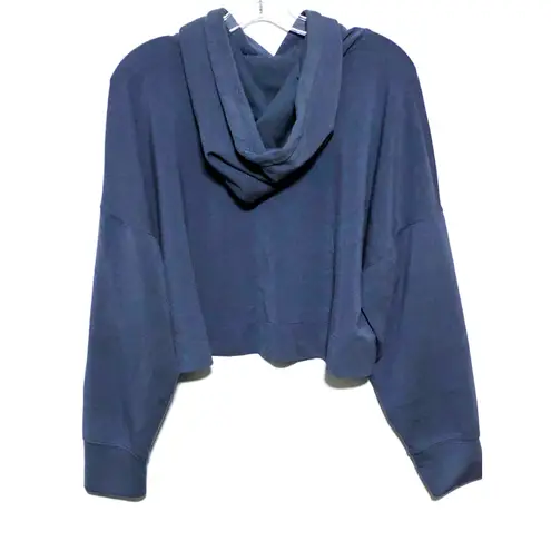 If It Were Me Blue Crop Hoodie Sweatshirt Womens M Modal Comfort Cozy Casual