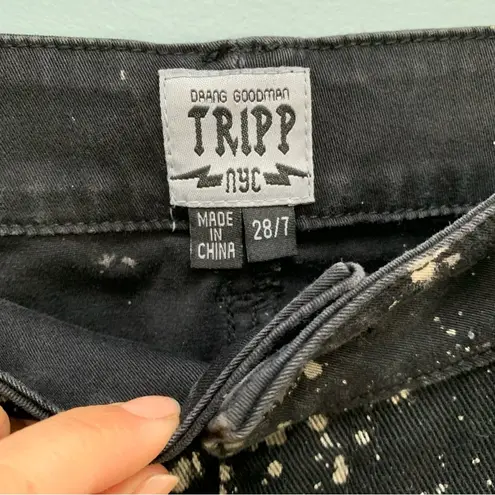 Tripp NYC  Daang Goodman Patched Studded Paint Distressed Jeans Black 28