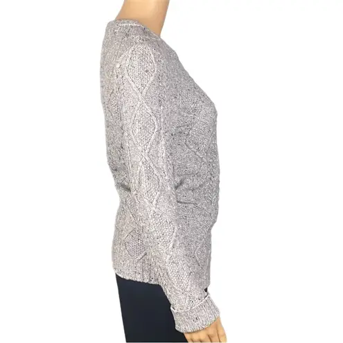 BODEN light grey heather chunky cable and mixed knits sweater Size 6 EUC Gray