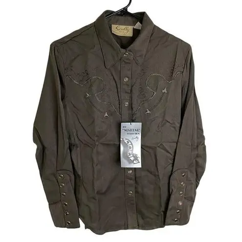 Vtg Scully Womens Western Shirt Small Brown Pearl Snap Embroider Cowgirl NWT