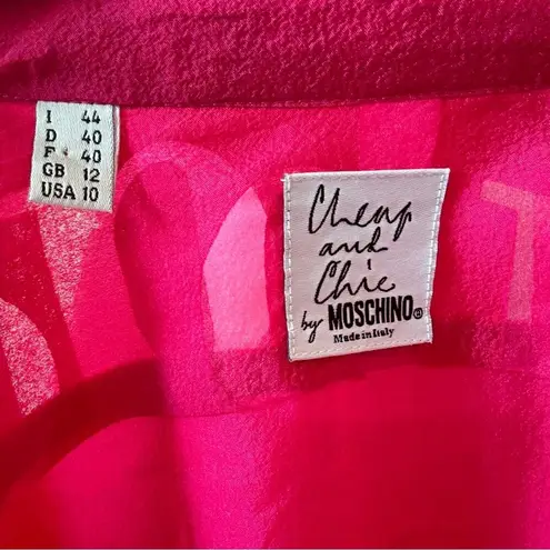 Moschino Cheap & Chic Hot Pink Button Up 2 Piece Skirt Set Size 10