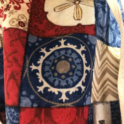 Paul Brent Beach Backpack Floral Print Red Blue Tan