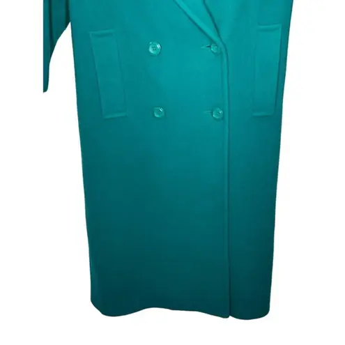 Vintage Mackintosh Wool Coat Size 6 | Teal Green Double Breasted Trench Overcoat Blue