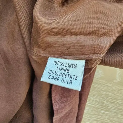 Yves Cossette Depeche Mode Vintage Brown Linen Embroidered Dress Size 10