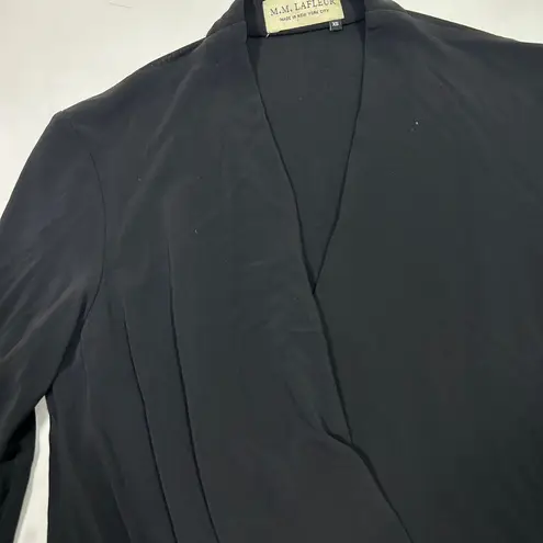 MM.LaFleur EUC M.M. Lafleur Elegant Black Wrap Top Long Sleeve Draped Blouse Womens XS