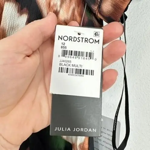 Julia Jordan Women's Midi Dress Size 12 Floral Black Multi Short Sleeve Wedding