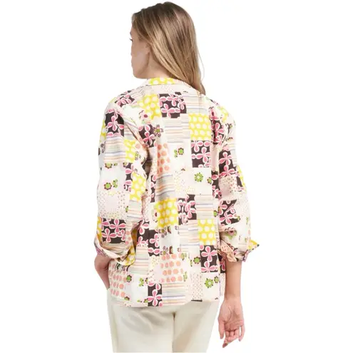 New Alix of Bohemia Georgette Preppy Patchwork Blazer Yellow Canary Small $1000