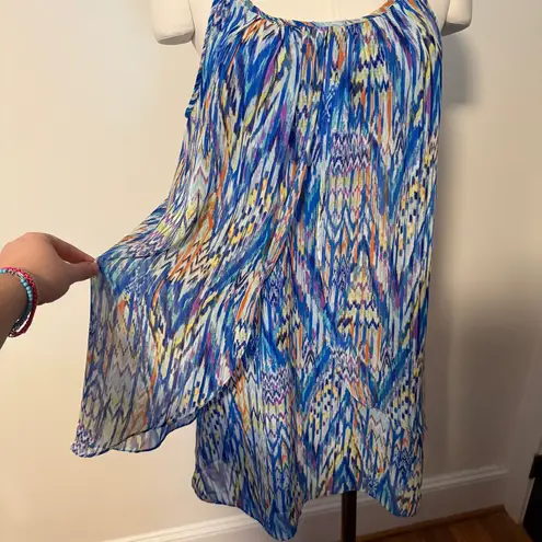 Bisou Bisou Blue Abstract Printed Dress