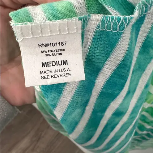 cha cha vente Green & White Striped Tunic Top with Pockets