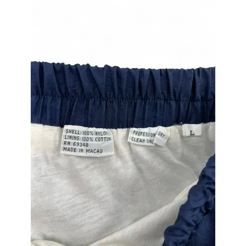 Vintage 90's L windbreaker track jacket & Pant Set Outfit baroque tiger print Blue Size L