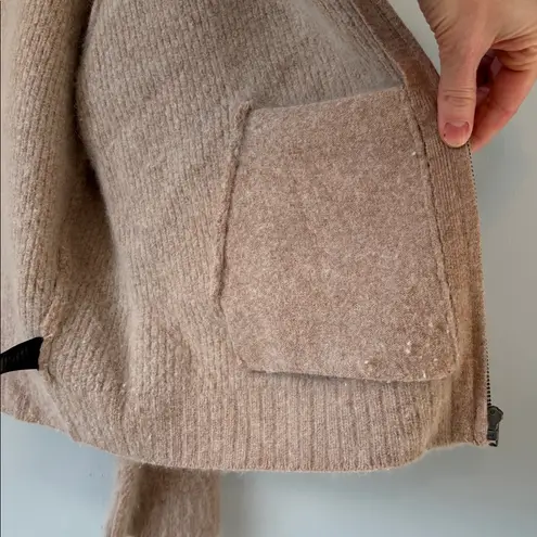 360 Cashmere Sweater Wool Zipper Cardigan Beige Sz Small Grandpacore Neutral