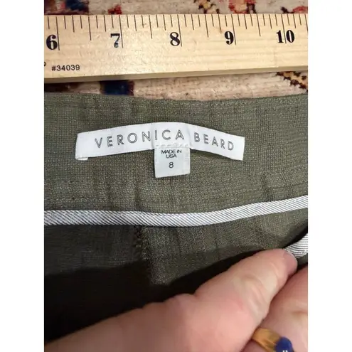 Veronica Beard Caladium Linen Cargo Jogger Pants Army Green Zip Hem Size 8
