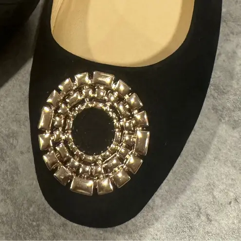 Alex Marie Black and Gold Flats with Ornamental Brooch