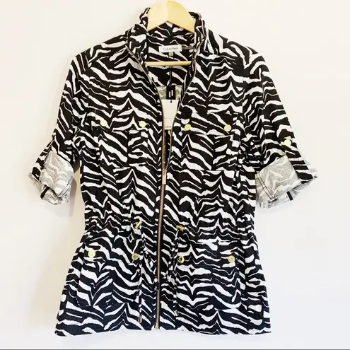 Calvin Klein ‎ BlackWhite Zebra Printed Linen Jacket