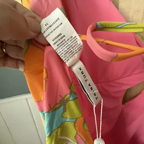 Trina Turk $162 NWT  PLAYA DE FLOR PLUNGE MAILLOT Swimsuit Sz 14 Flutter Sl 1 Pc - Image 6