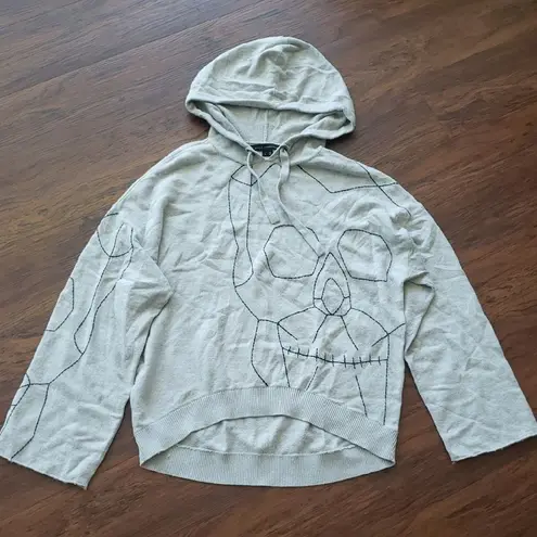Skull Cashmere Light Gray Cashmere Cottom Blend Knit Oversize Hoodie Size Small