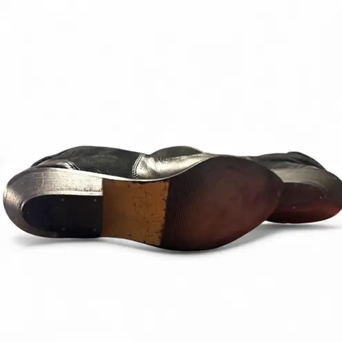 Zodiac 80’s Vintage Black Leather/Suede Silver Heel & Toe Western Boots Sz 10 🦄