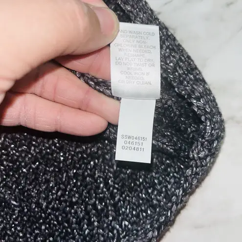 J Jill Long Sleeve Sweater Scoop Neck Metallic Chunky Knit Women Black M Gothic Size M