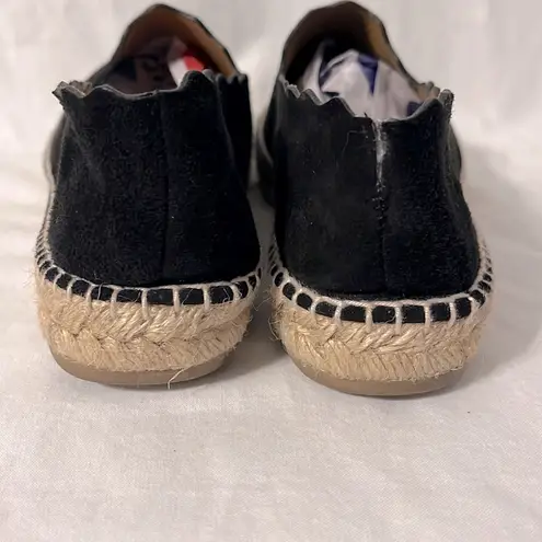 Chloé Chloe Suede Whipstitch Scalloped Trim Flat Espadrilles