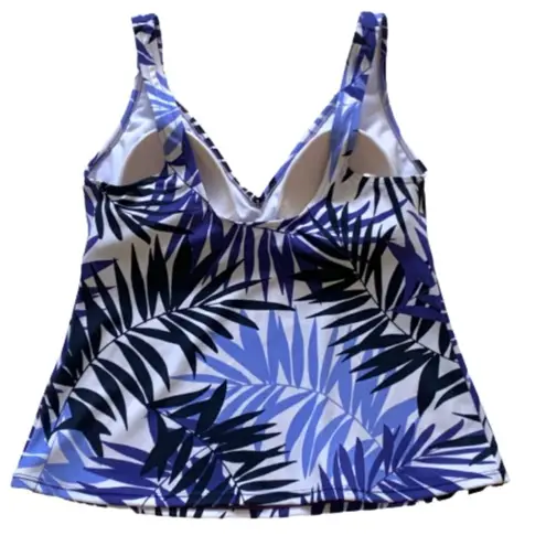 Jantzen Classics Tankini Swim Top Blue White Fern Print Swimsuit Top Size 10 NEW