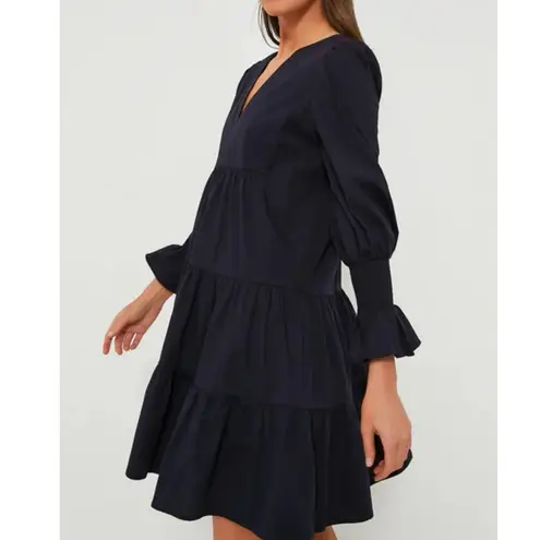 Tuckernuck Pomander Place Kenzo Navy Blue Cotton Poplin Tiered Dress Size XL