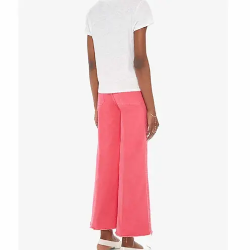 Mother Denim Patch Pocket Roller Ankle Fray Jeans Wide Leg Pink Geranium 26