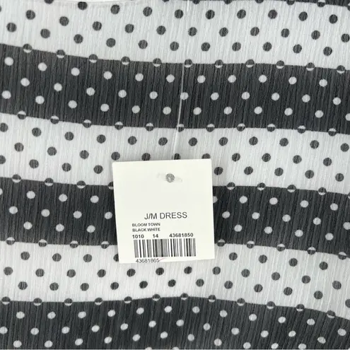 C Est. 1946 Chiffon Striped Polka Dot Dress Ruffled Flare Sleeves NWT Size XS Black