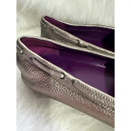 Boden Metallic Bronze Leather Loafers Women's Slip On Driving 40 Brown Size 8.5