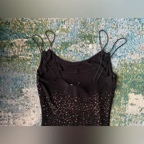NWT vintage 90s Y2K black ombré glitter strappy midi dress, size medium
