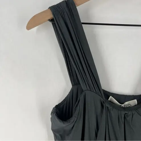 fLuXuS Charcoal Gray Stretch Knit Crossover Layered Sleeveless Mini Dress Size M