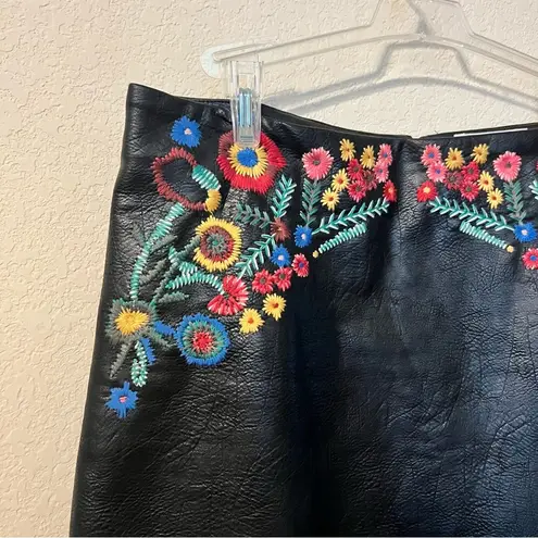 FOR THE REPUBLIC Women’s Faux Leather Embroidery Skirt