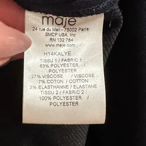 Maje Navy Blue Mandarin Collar Sheath Long Sleeve Dress