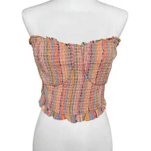 Pilcro Women’s Size M Rainbow Smocked Top Festival Going Out Strapless