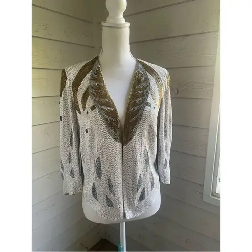 Haute Hippie (Serena Gossip Girl) Beaded Blazer Tan/ Gold XS Evening Jacket