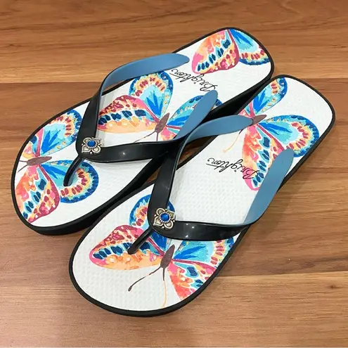 Brighton  “Flit” Butterly Blue Multicolor Butterflies Platform Flipflop Sandals 9