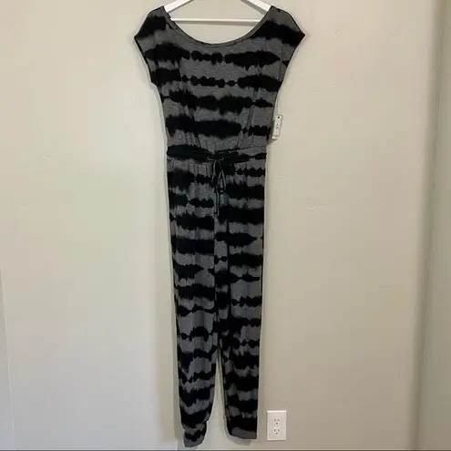 Susina Women’s Sleeveless Tie Dye Pant Jumpsuit Black Grey Size Small NWT