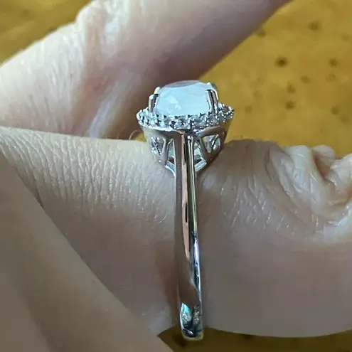 Natural Rainbow Moonstone Sterling Silver Ring Size 5.75