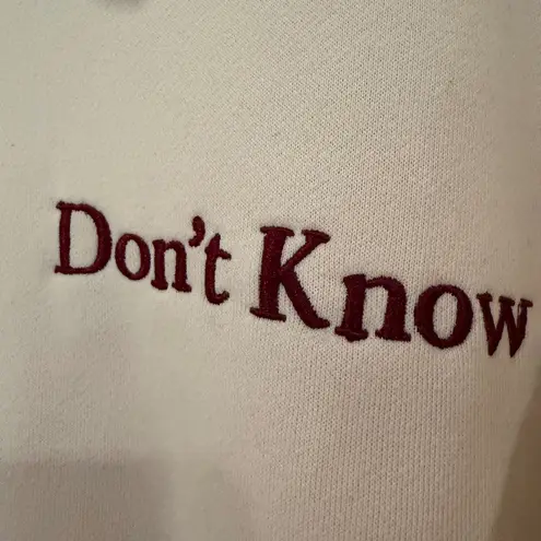 Bailey Rose Don't Know Don't Care Sweatshirt Women's Small Cream Athleisure