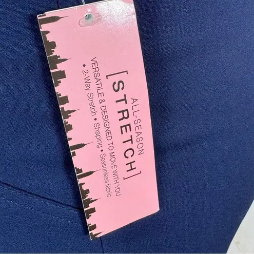 New York & Company High Waist Stretch Pencil Midi Skirt Navy Blue 0