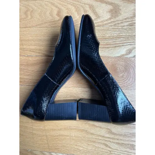 Vintage Patent Crocodile Leather Pumps 1980s Made in Spain Marroqui Sanchez Sz 7 Black