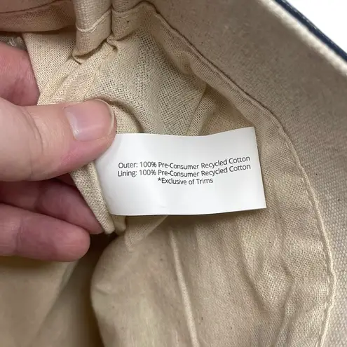 Dansko Cream & Navy Blue Striped Canvas Crossbody Bag Purse Snap Button Nautical