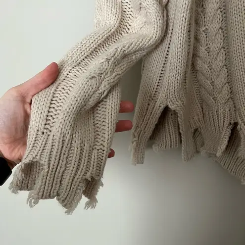 Love Riche Cream Crew Neck Cable Knit Sweater