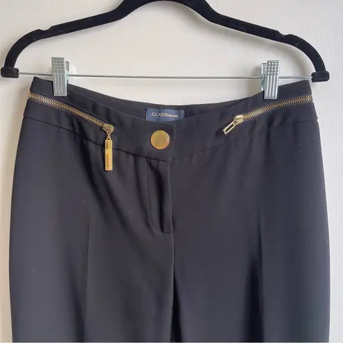 Roberto Cavalli Vintage 90s Y2k CLASS Black Pants Trousers Slacks Gold Zipper 8